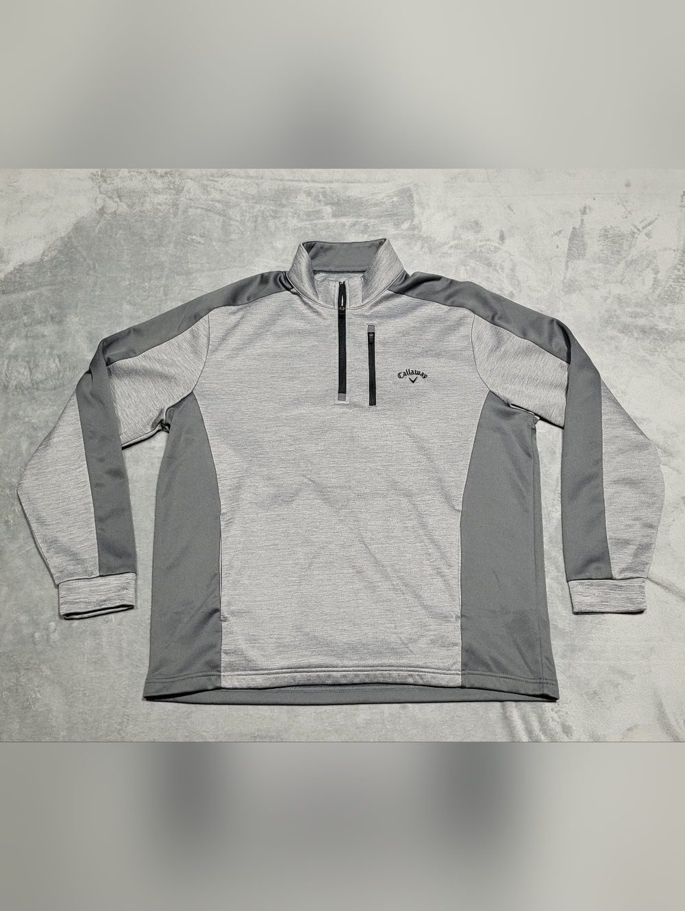 Callaway Mock Neck Quarter Zip Tech Fleece Long Sleeve Gray Pullover Mens Large